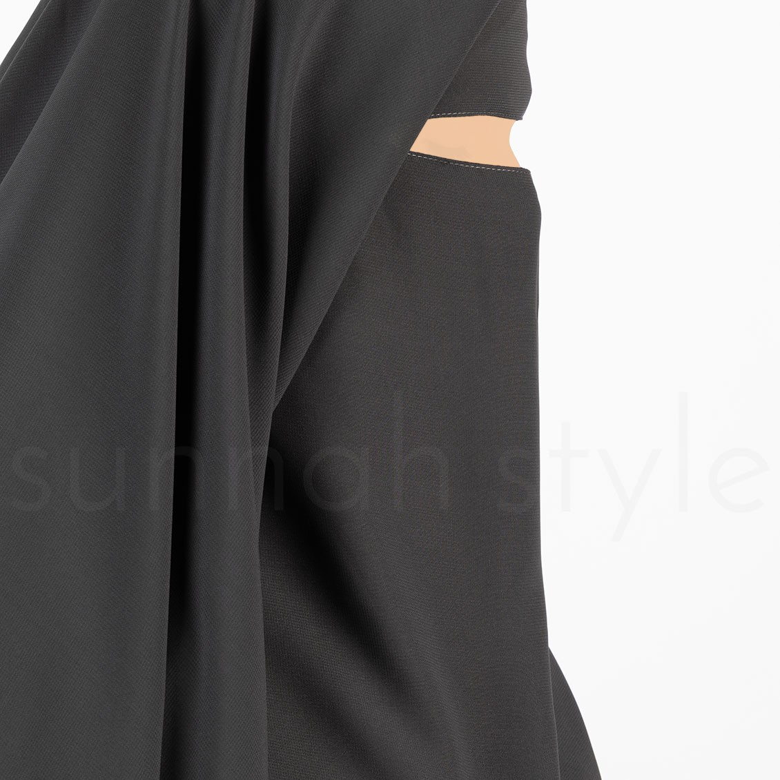 Sunnah Style Long Two Layer Niqab Dark Grey